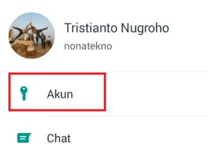 cari setelan akun whatsapp