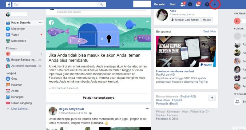 Cara mematikan video autoplay di facebook 5 Tampilan Dashboard Facebook pada PC