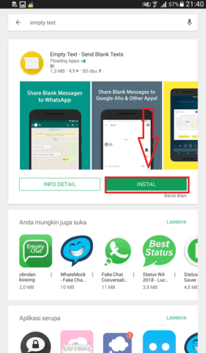 Cara membuat text kosong/blank di Info dan Chat Whatsapp 7