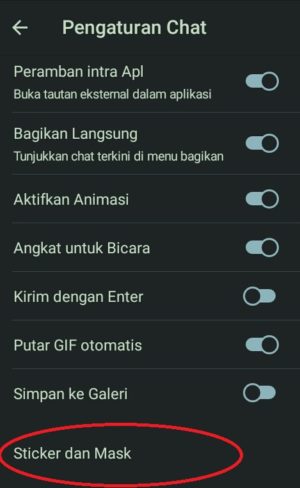 Tampilan Pengaturan chat di Telegram