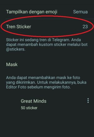 Cara cari dan download ratusan stiker di Telegram 4 pilih “Tren Sticker” untuk membuka tren stiker pada Telegram