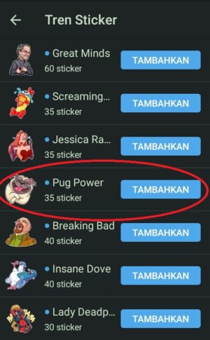 Berbagai pilihan tren sticker di Telegram