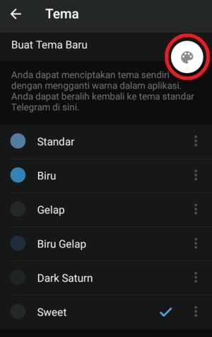 Tampilan ikon untuk mengedit tema di Telegram