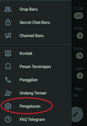 Tampilan berbagai menu yang terdapat di Telegram