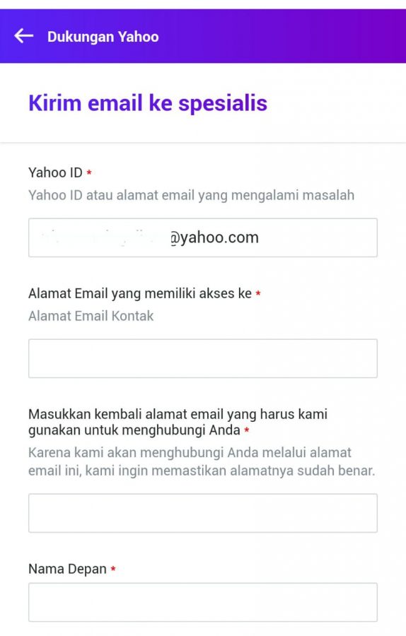 Bantuan dengan Kirim email ke spesiallis Yahoo #1