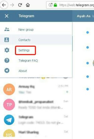 Cara menggunakan telegram web di desktop/PC 8 Klik Menu Setting
