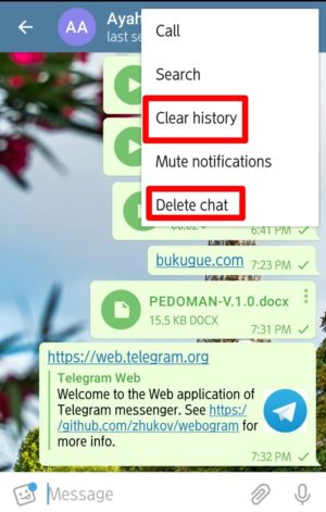 Laman Telegram di HP