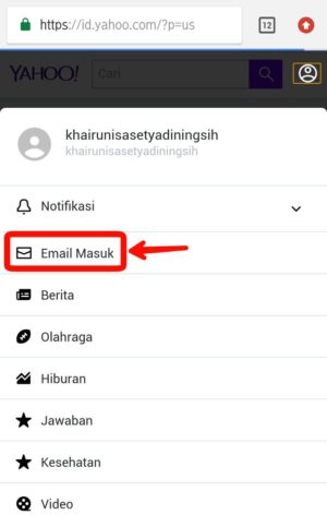 Cara menghapus pesan email secara cepat di Yahoo 4 Tap email masuk
