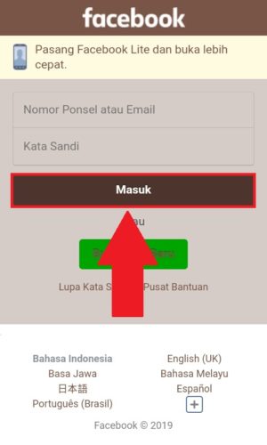 Cara mengganti warna tema Facebook Lite 11 Halaman login Facebook