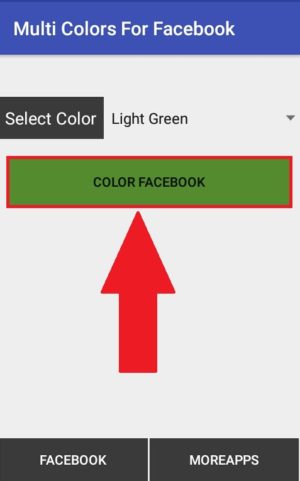 Memilih tombol "Color Facebook" supaya diarahkan ke halaman login