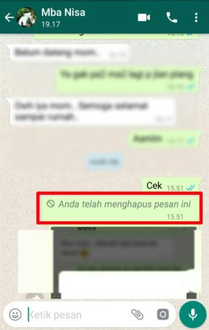 Cara agar chat whatsapp tidak bisa di hapus pengirim 3 Capture Pengirim pesan (yang telah menghapus pesan)