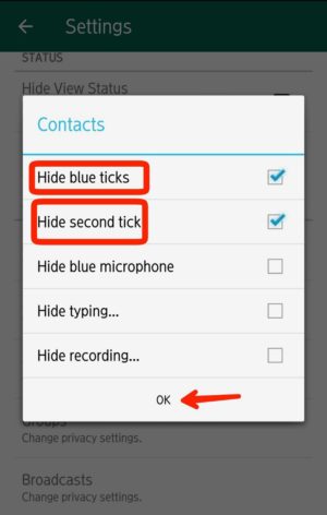 Tap kotak kecil, samping Hide blue ticks dan Hide second tick sampai terceklis biru.