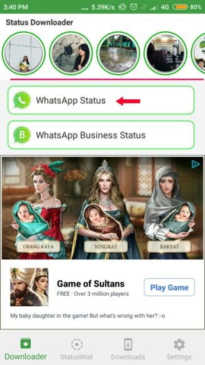 Pilih WhatsApp status