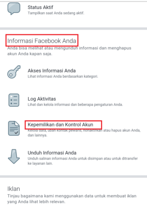 Cara menghapus akun facebook permanen 3 Pengaturan