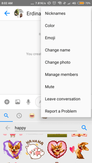 opsi pengaturan untuk grup chat di messenger lite