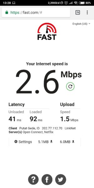 Cek kecepatan internet