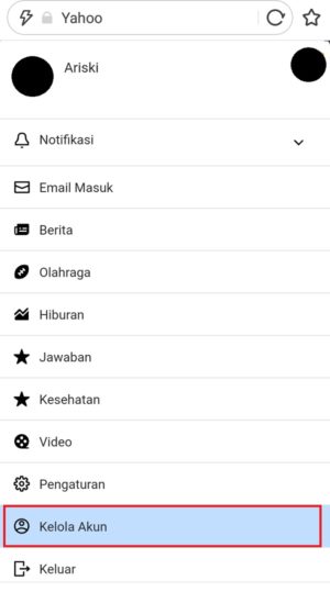 Cara mengganti password Yahoo Mail 10 Memilih "Kelola akun" untuk masuk ke pengaturan akun