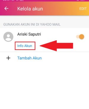 “Info Akun” untuk masuk ke pengaturan akun email
