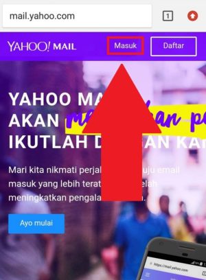 Halaman awal Yahoo mail versi web browser