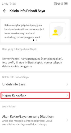 Cara menghapus akun KakaoTalk 4 “Hapus KakaoTalk” jika ingin menghapus akun