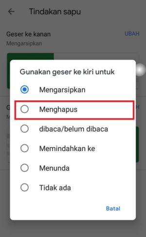 Cara menghapus pesan email sekaligus di kotak masuk gmail kamu 23 banyak opsi yang bisa dipilih untuk konfigurasi tindakan geser