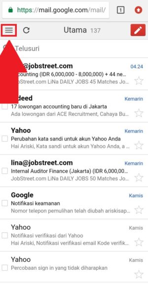 Cara menghapus pesan email sekaligus di kotak masuk gmail kamu 2 pilih ikon bergaris tiga untuk menampilkan menu email