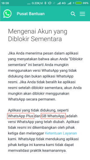 Peringatan WhatsApp terhadap para pengguna WA mod.
