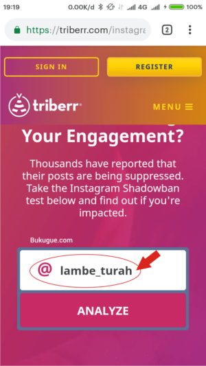 Masuk ke situs Triberr, dan masukkan akun Instagram kamu.