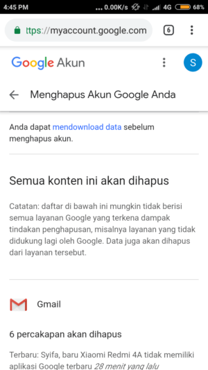 Cara menghapus akun gmail (atau akun google) 9 Scroll terus sampai bawah