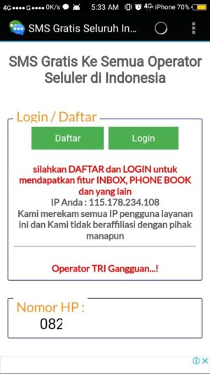 Cara kirim SMS gratis (tanpa pulsa) kesemua operator lewat Internet 2 Cara kirim SMS gratis (tanpa pulsa) kesemua operator lewat Internet 1