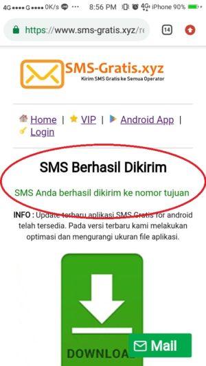 Cara kirim SMS gratis (tanpa pulsa) kesemua operator lewat Internet 9