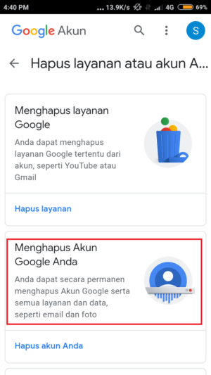 Cara menghapus akun gmail (atau akun google) 3