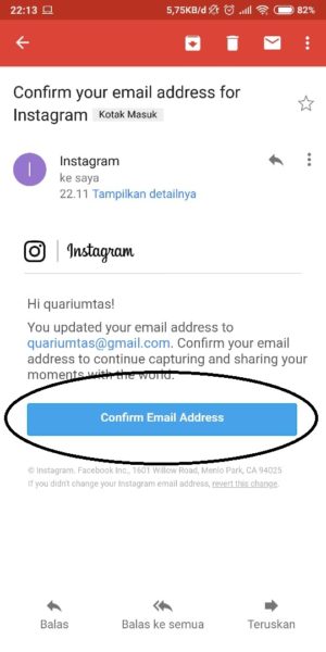 Cara mengganti nama dan username di instagram 6 Cek Email