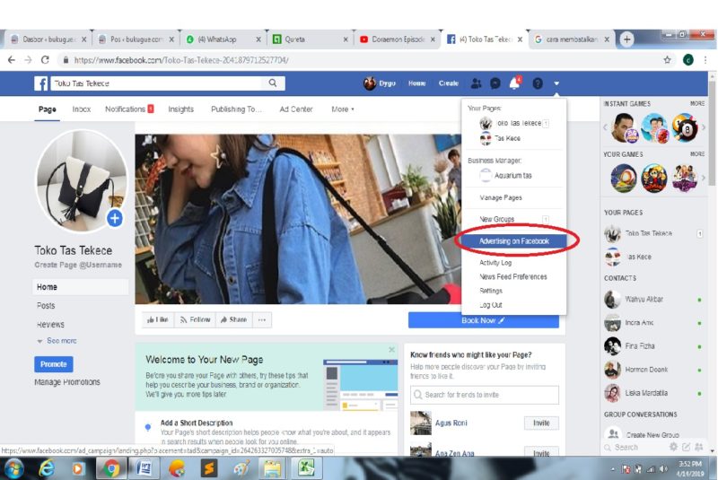 Cara membuat dan mengoptimalkan iklan di Facebook Ads 1 Pilih Advertising using facebook
