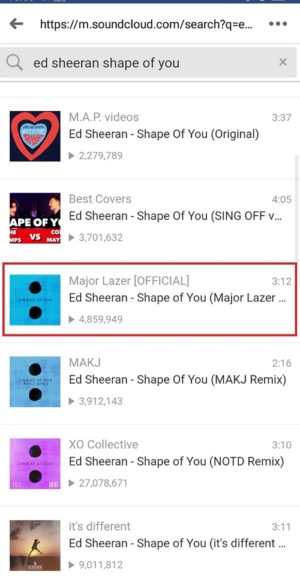 Cara upload lagu (musik) ke Facebook 13 Tampilan hasil pencarian musik yang di temukan