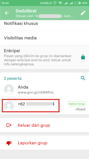 Cara memblokir grup di WhatsApp permanen 2 Tab nomor admin.