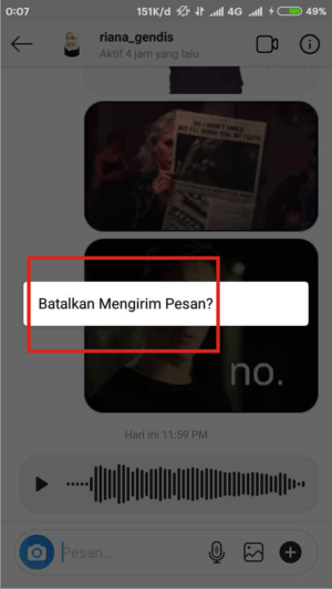 Cara mengirim voice note di DM Instagram 4 Hapus voice note bila dirasa perlu.