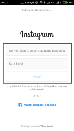 Login instagram mod pakai email atau no telpon aja ya.
