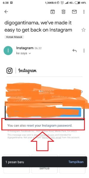 reset your instagram password