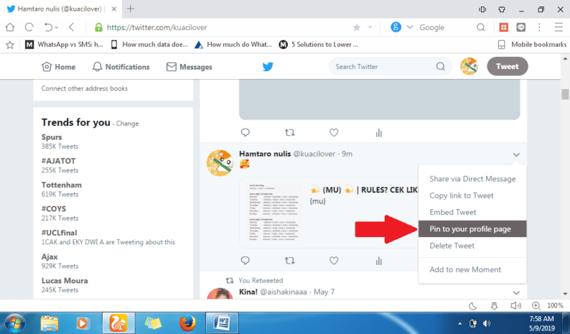 Cara menyematkan atau Pin tweet di profil twitter kamu 17