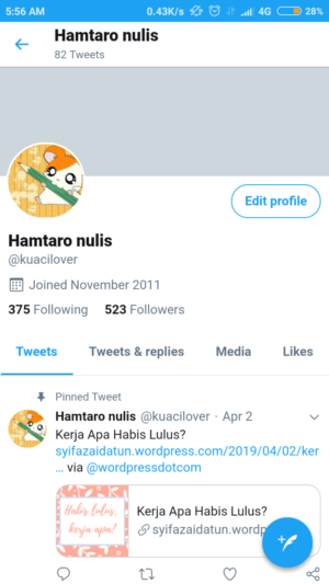 Cara menyematkan atau Pin tweet di profil twitter kamu 1