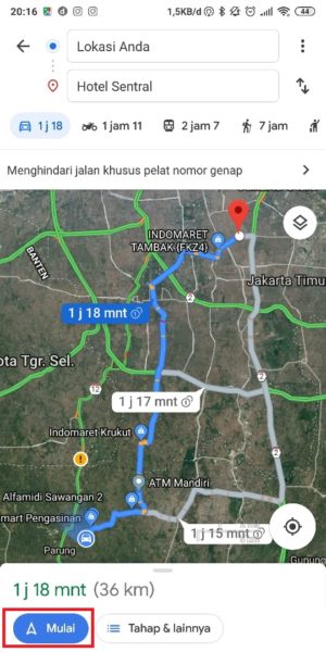 Cara setting ganjil genap di google maps 3 Pilih Mulai