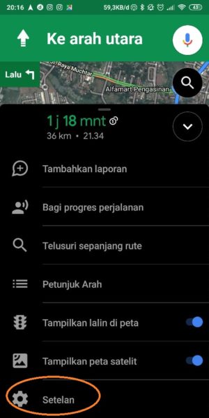 Cara setting ganjil genap di google maps 5 Pilih Setelan