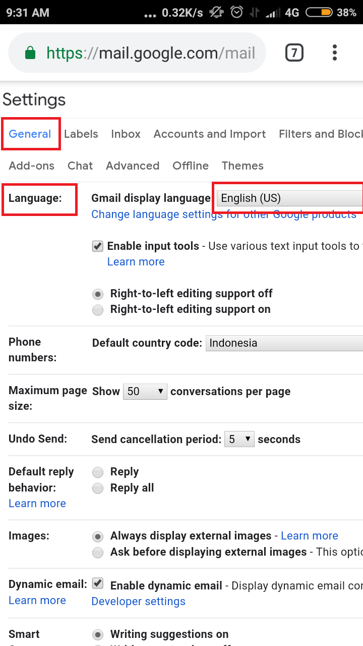 Cara mengubah bahasa di akun google (gmail, google search, dll) 11