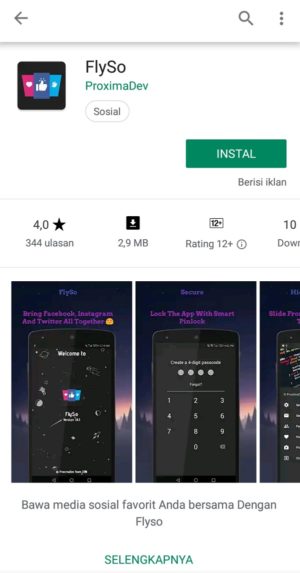 6 aplikasi untuk mengelola banyak medsos secara bersamaan 3 Tampilan aplikasi Flyso di Playstore