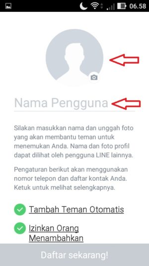 Ketikkan nama penggunamu pada kolom yang tersedia dan unggah foto profilmu dengan cara menekan ikon berbentuk bulat