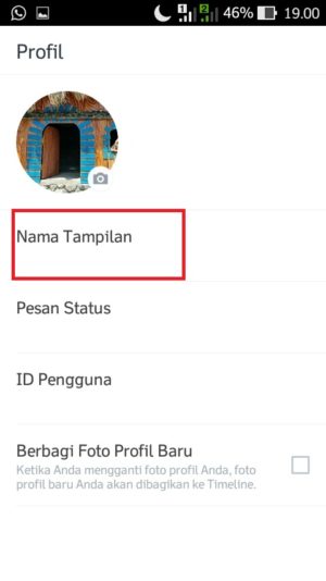 Untuk mengubah nama tampilan, klik menu “Nama Tampilan”.