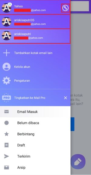 Cara login banyak akun email Yahoo sekaligus (dalam 1 hp) 8 Tampilan saat berhasil login di tiga akun Yahoo sekaligus