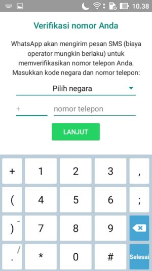 Pilih negara Indonesia dengan kode +62 dan tuliskan nomor teleponmu di belakangnya
