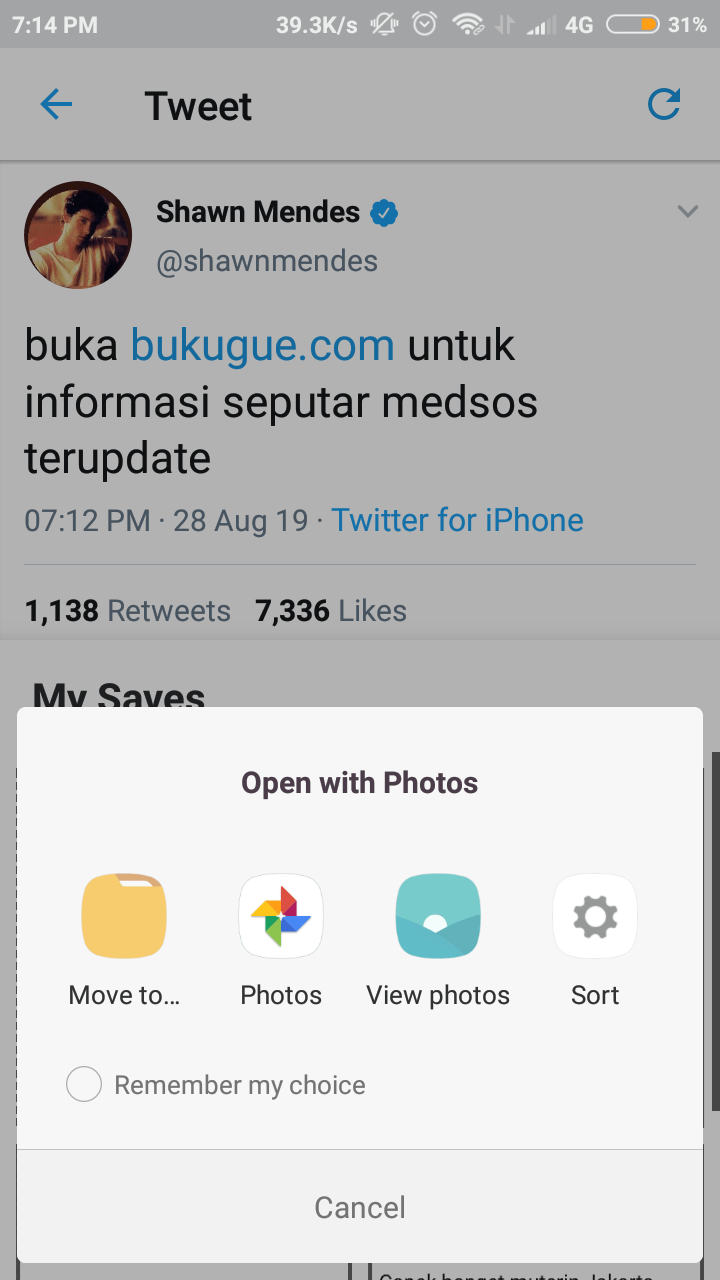 tap "move to" untuk memindahkan foto ke folder yang diinginkan